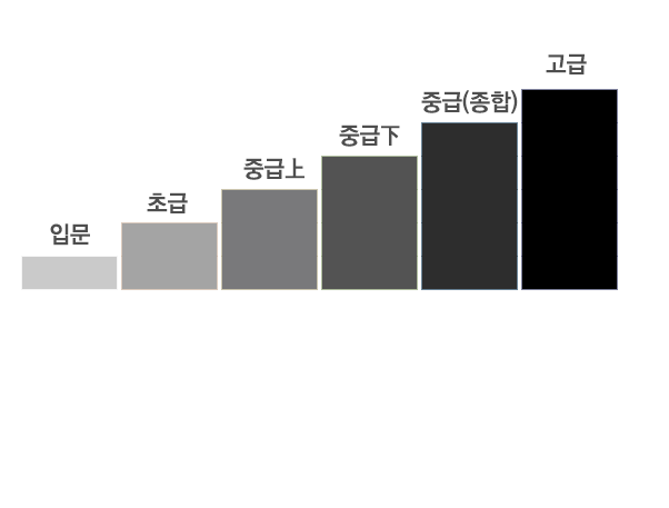 입문, 초급, 중급上, 중급下, 중급(종합), 고급